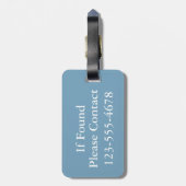 White Lattice on Dove Gray Carolina Blue Monogram Bagagelabel (Achterkant verticaal)