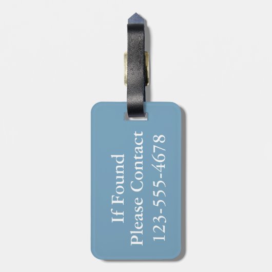 White Lattice on Dove Gray Carolina Blue Monogram Bagagelabel (Achterkant verticaal)