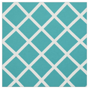 White Lattice on Pure Turquoise Stof