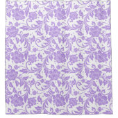 White & Lavender Glittery Damasks Pattern Douchegordijn (Voorkant)