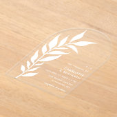 White Leaf Arch Modern Huwelijk Acryl Acryl Uitnodigingen (Laagn)