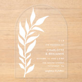 White Leaf Arch Modern Huwelijk Acryl Acryl Uitnodigingen (Voorkant)