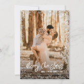 White Leaf Border Kerstfoto Feestdagenkaart (Voorkant)