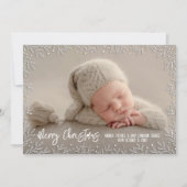 White Leaf Border Kerstfoto Feestdagenkaart (Voorkant)