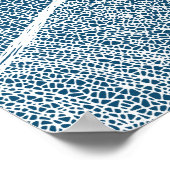 White Leaf Grid Illustratie Donkerblauwe Poster (Hoek)