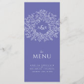 White leaf tekening monogram trouwmenu menu (Voorkant)