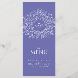 White leaf tekening monogram trouwmenu menu