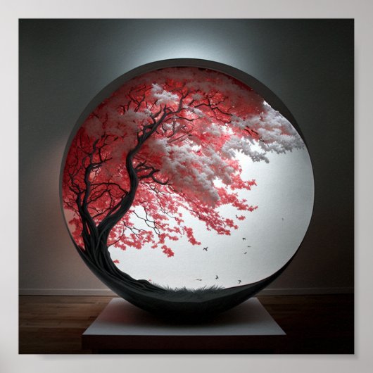 White Leaf Tree Wereldbol Poster (Voorkant)