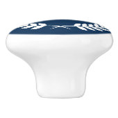 White Leafs Wreath Illustration on Navy-Blue Keramische Knop (Zijkant)