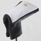 White Leather Kijk Monogram Aangepaste naam Golfheadcover (3/4 voorkant)