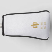 White Leather Kijk Monogram Aangepaste naam Golfheadcover (Voorkant)