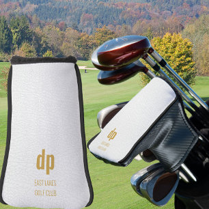 White Leather Kijk Monogram Aangepaste naam Golfheadcover