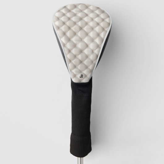 White Leather Quilted Texture Background Golfheadcover (Voorkant)