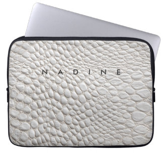 White leather texture laptop sleeve