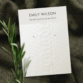 WHITE LEATHER TEXTURE STUD EARRING DISPLAY CARD VISITEKAARTJE