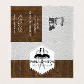 White Leather Wood Variation Barber Monogram Visitekaartje (Buitenkant ongevouwen)