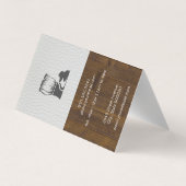 White Leather Wood Variation Barber Monogram Visitekaartje (Achterkant)