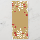 White Leaves & Berries Gold Holiday-kerstmenu Menu (Achterkant)