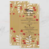 White Leaves & Berries Gold Holiday-kerstmenu Menu (Voorkant / Achterkant)