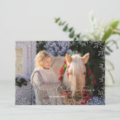 White Leaves kerstfoto Feestdagenkaart (Staand voorkant)