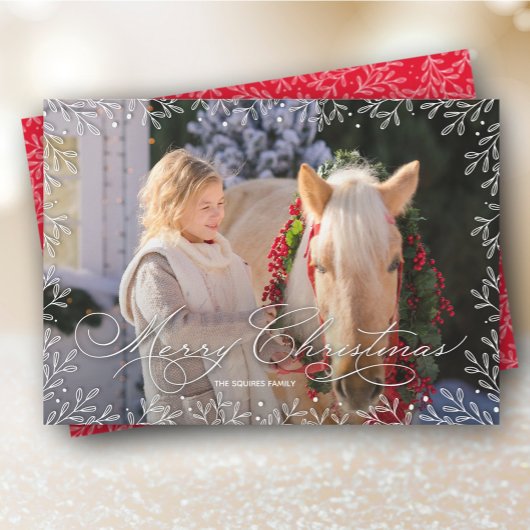 White Leaves kerstfoto Feestdagenkaart