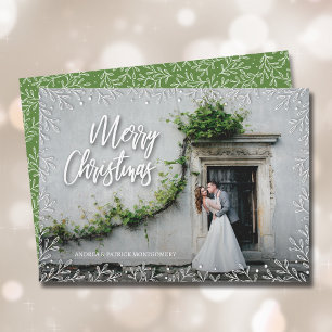 White Leaves kerstfoto Feestdagenkaart