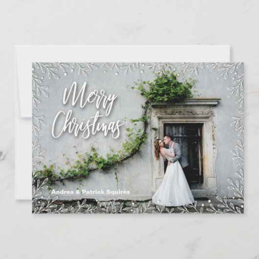 White Leaves kerstfoto Feestdagenkaart (Voorkant)