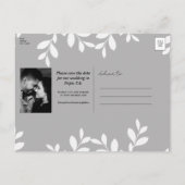 White Leaves Modern Botanical Bewaar de Datum Aankondigingskaart (Achterkant)