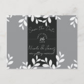 White Leaves Modern Botanical Bewaar de Datum Aankondigingskaart (Voorkant)