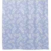 White Leaves on a Light Steel Blue background Douchegordijn (Voorkant)