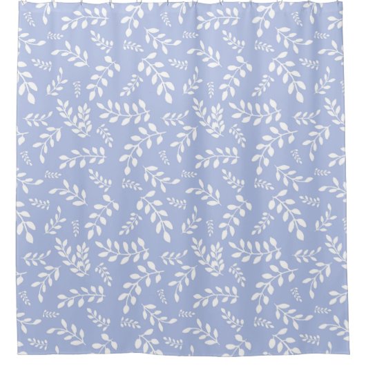 White Leaves on a Light Steel Blue background Douchegordijn (Voorkant)