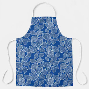 White Leaves on Blue All-Over Print Schort