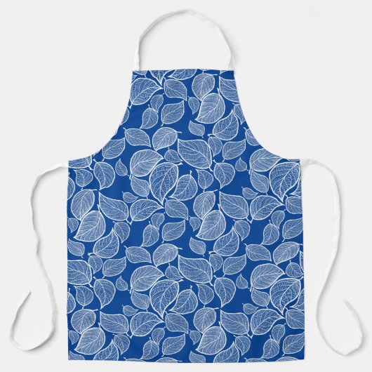 White Leaves on Blue All-Over Print Schort (Voorkant)