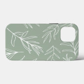 White Leaves on Sage Green Hoesje-Mate iPhone Case (Achterkant (horizontaal))