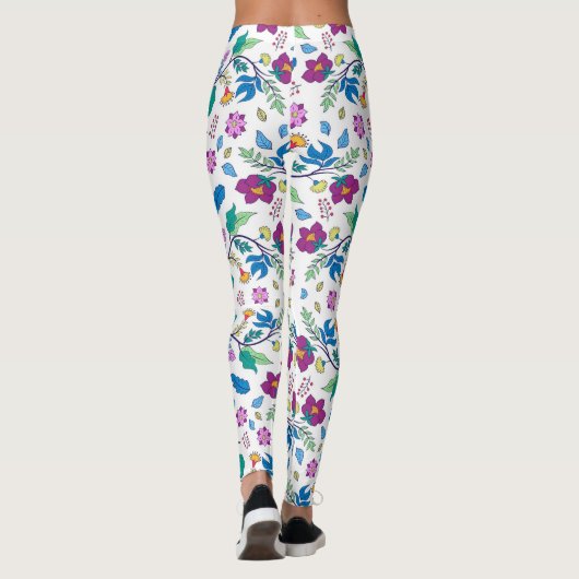 White leggings with vibrant floral patterns (Achterkant)