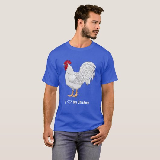 White Leghorn Chicken Rooster Crowing T-shirt (Voorkant volledig)