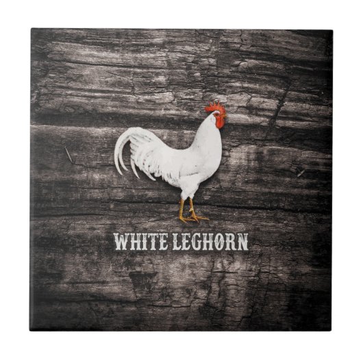 White Leghorn Chicken Tegeltje (Voorkant)