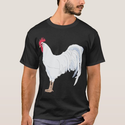 White Leghorn Rooster T-shirt (Voorkant)