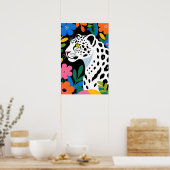 White Leopard Pop Art  Poster (Keuken)