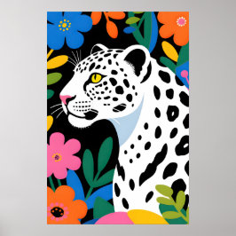 White Leopard Pop Art  Poster
