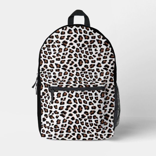 White leopard Print Bedrukte Rugzak (Voorkant)