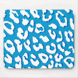 White leopard Print Blue Muismat