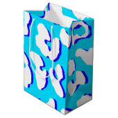 White Leopard Print Blue Navy Medium Cadeauzakje (Achterkant Gekanteld)