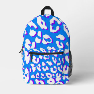 White Leopard Print Blue Paars Bedrukte Rugzak