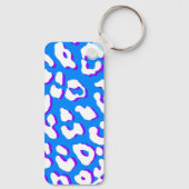White Leopard Print Blue Paars Sleutelhanger (Achterkant)