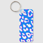 White Leopard Print Blue Paars Sleutelhanger (Voorkant)