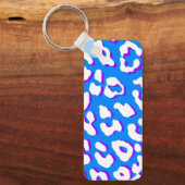 White Leopard Print Blue Paars Sleutelhanger (Voorkant)