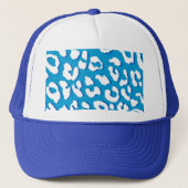 White leopard Print Blue Trucker Pet (Voorkant)