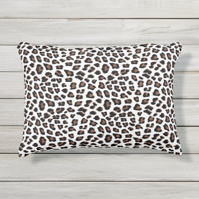 White leopard Print Buitenkussen (Voorkant)