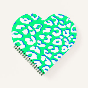 White leopard Print Green Blue Notitieboek